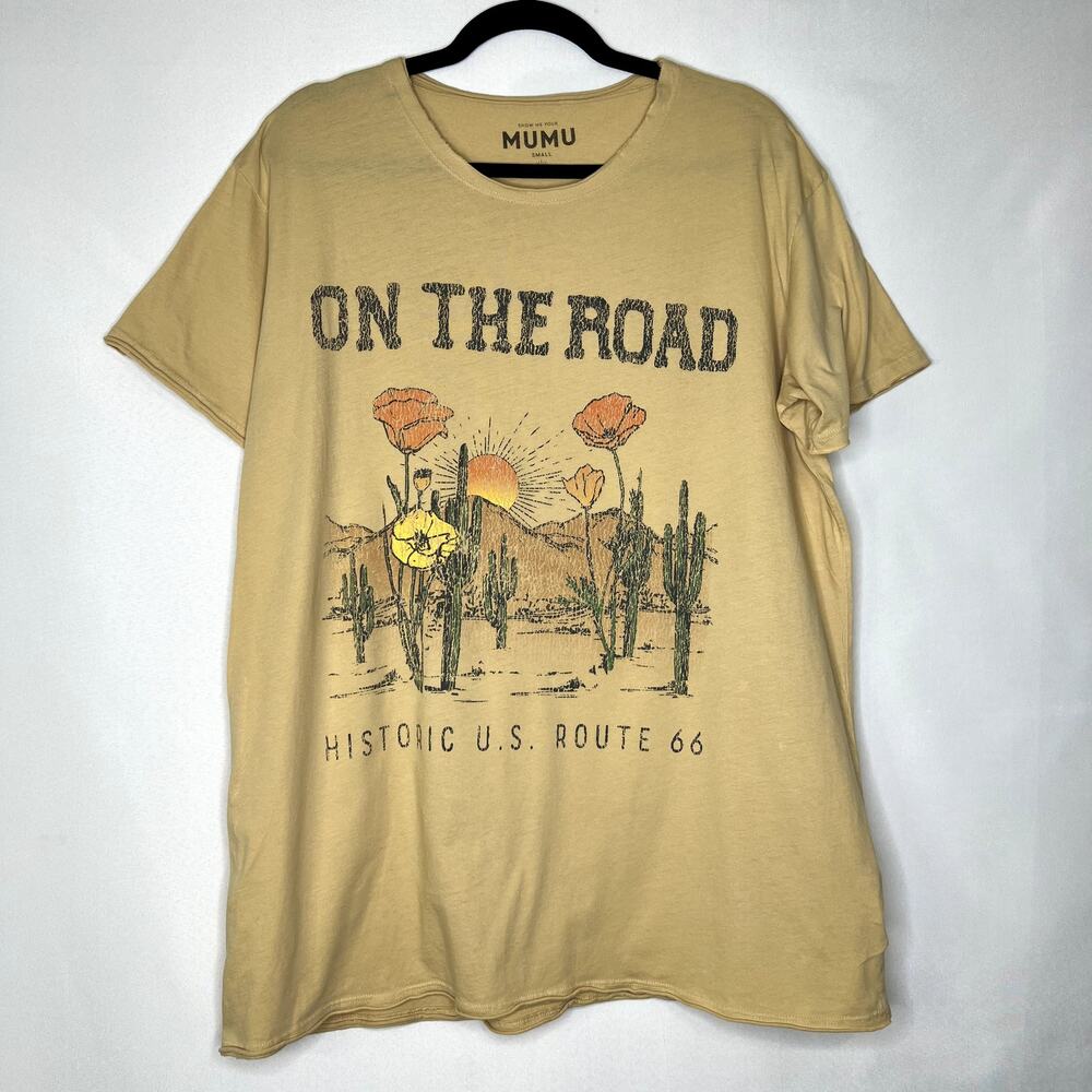 Show Me Your Mumu Oversized Yellow Airport Tee Size Small